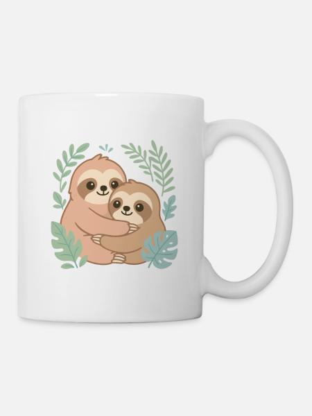 Kuschelnde Faultiere im Dschungel - Tasse - Weiß
