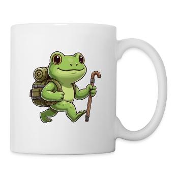 Niedliche Wanderfrosch-Amphibien-Trekkingkunst - Tasse - Weiß - Rechts