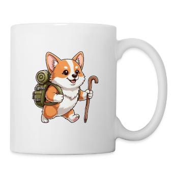 Niedliches Wandern Corgi Hundetrekking Kunst - Tasse - Weiß - Rechts