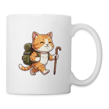 Niedliche Wanderkatze-Kätzchen-Trekkingkunst - Tasse - Weiß - Rechts