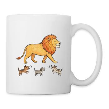 Lion qui ignore les aboiements de chiens - Mug blanc - blanc - Droite