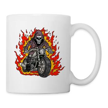 Skeleton Motorcycle Flames - Mug - white - Right