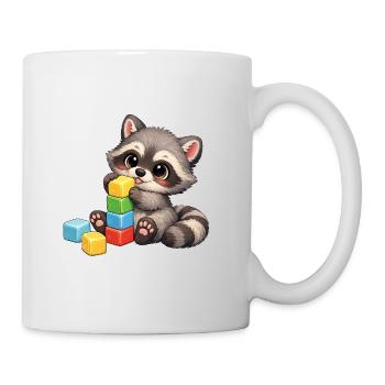 Baby Oskar with building blocks - Mug - white - Right