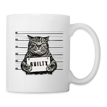 Gangster Katze – Guilty Mugshot Halftone Art - Tasse - Weiß - Rechts