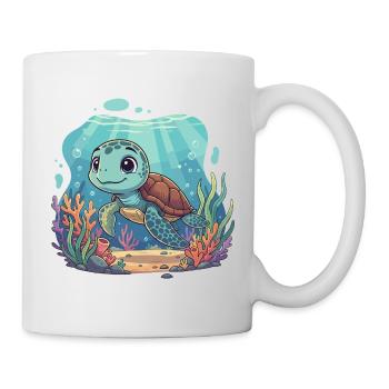 Unterwasser-Turtelkarikatur - Tasse - Weiß - Rechts