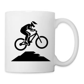 MTB Sprung Biker Silhouette - Tasse - Weiß - Rechts