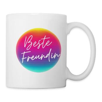 Beste Freundin! Neon kreis Personalisierbar - Tasse - Weiß - Rechts