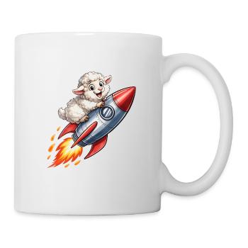 Wool sheep on rocket flight - Mug - white - Right