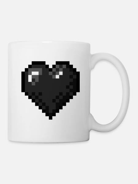Retro Pixel Art Black Heart - Tasse - Weiß