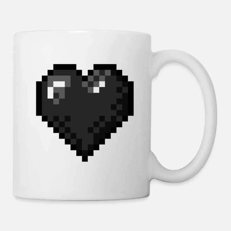 Retro Pixel Art Black Heart - Mug - white