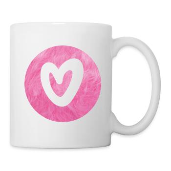 Mariage d'amour en fourrure rose duveteuse avec un cœur en forme de cercle - Mug blanc - blanc - Droite