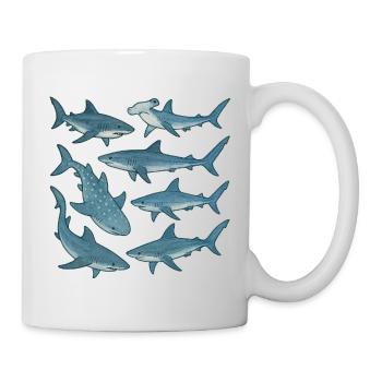 Blue Shark Parade Ocean Print - Mug - white - Right