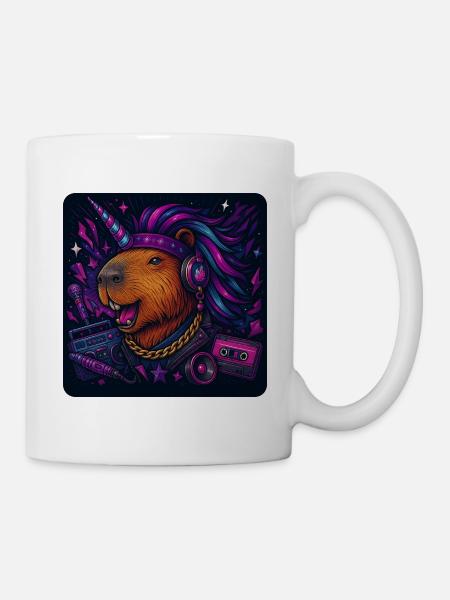Capybara Einhorn Party - Tasse - Weiß