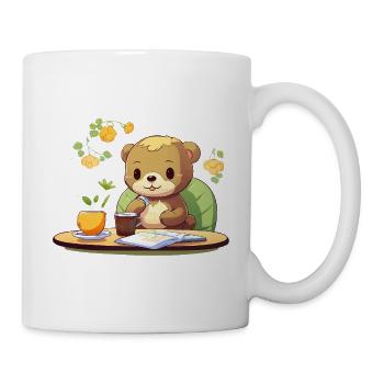 Cuddly bear on coffee - Mug - white - Right