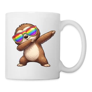 Süßer Faultier Cartoon Dab Regenbogen Sommer Cool - Tasse - Weiß - Rechts