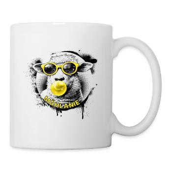 Mählanie – Cooles Schaf Pop Art Melanie - Tasse - Weiß - Rechts