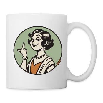 Retro Diva with Middle Finger - Mug - white - Right