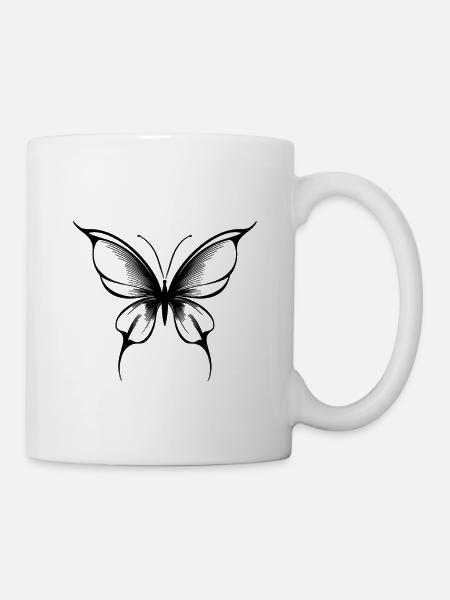 Schmetterlingstattoo - Tasse - Weiß