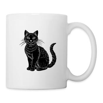 Schwarze Katze - Tasse - Weiß - Rechts