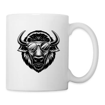 Tête de bison avec des lunettes de soleil - Mug blanc - blanc - Droite