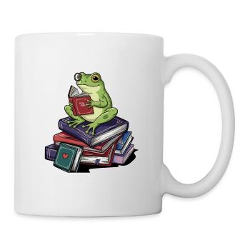 Bookworm Frog Amphibian Reading Books Art - Mug - white - Right