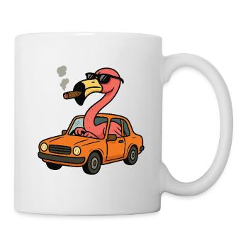 Flamingo in an Orange Car - Mug - white - Right
