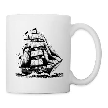 Large sailing ship Tall ship in stormy speed - Mug - white - Right