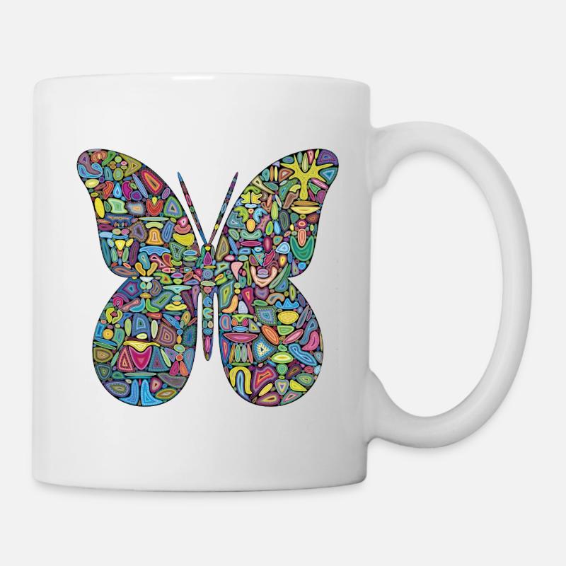Farbspektakel-Schmetterling - Tasse - Weiß