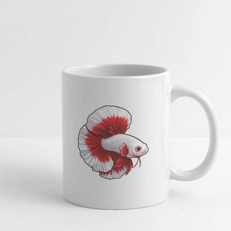 Red White Betta Fish Mug