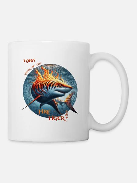 Tigre de Feu 1986 – Le Requin Tigre Brûlant - Mug blanc - blanc