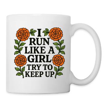 I Run Like a Girl Floral Rally - Mug - white - Right