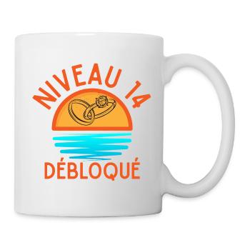 Level 14 Freigeschaltetes Jubiläumspaar - Tasse - Weiß - Rechts