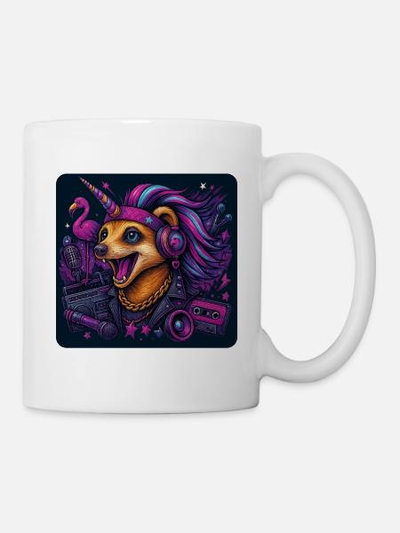 Einhorn Erdmännchen Party - Tasse - Weiß