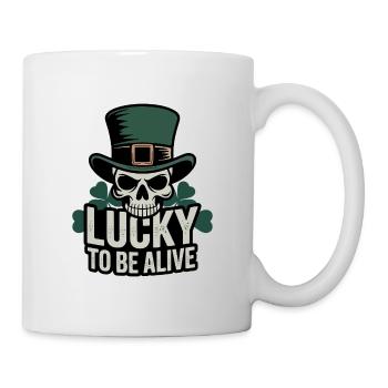 Glücksschädel: Lucky to be Alive - Tasse - Weiß - Rechts