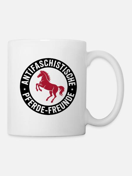 Antifaschistische Pferdefreunde - Antifa Reitsport - Tasse - Weiß