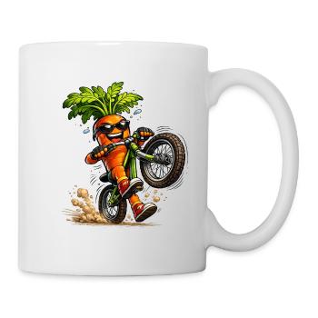 Coole Karotte auf dem Fahrrad - Tasse - Weiß - Rechts
