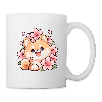 Shiba Inu mignons et fleurs de cerisier – Dog Sakura du Japon - Mug blanc - blanc - Droite