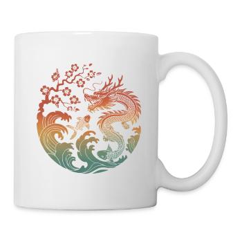 Dragon & Koi Circle Design - Mug - white - Right