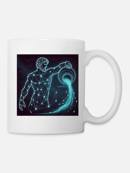 Aquarius T-shirt – Constellation Star Sign - Mug - white