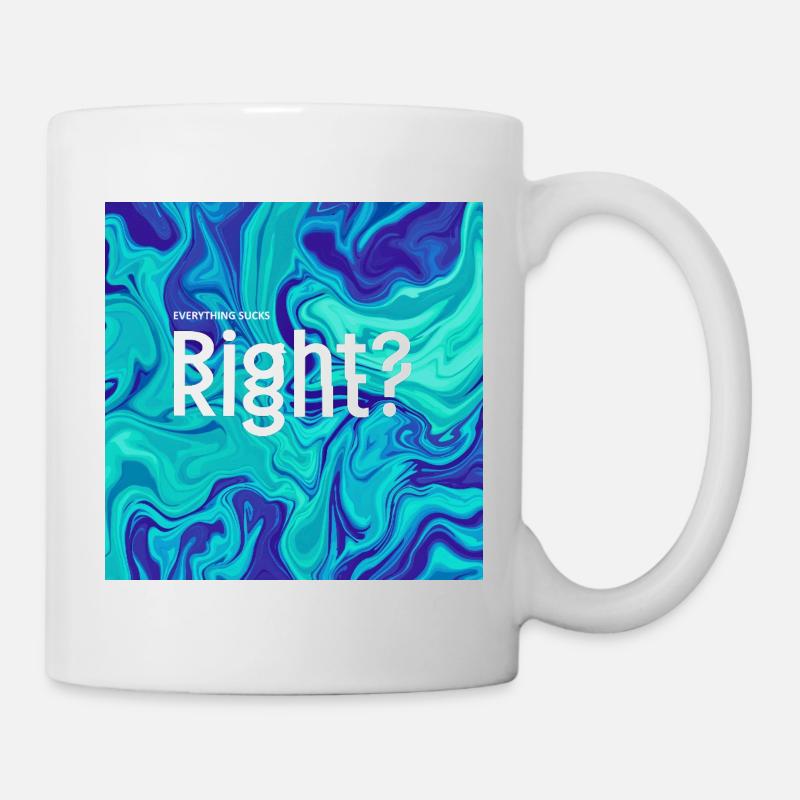 Right? Marbled Blues Typography - Mug - white