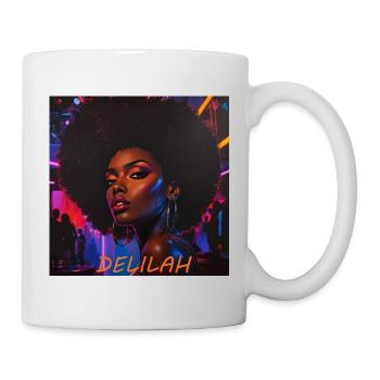 Delilah Neon Afro-Porträt - Tasse - Weiß - Rechts