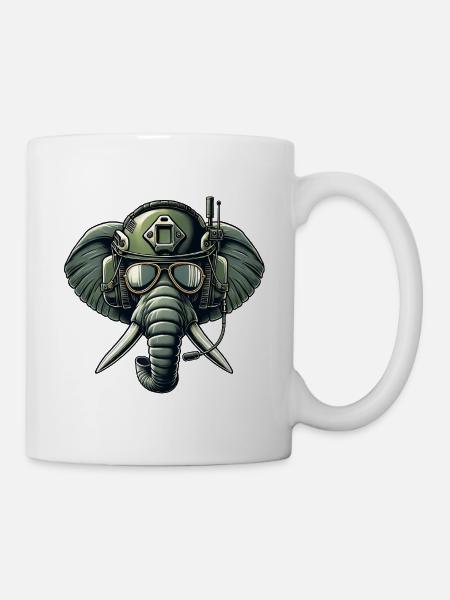 Elefant auf Mission - Tasse - Weiß