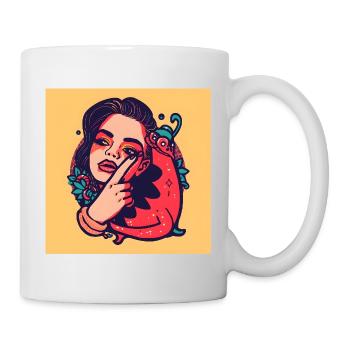 Femme Pop Art et Créature Fantaisie - Mug blanc - blanc - Droite