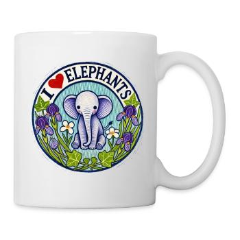 I Love Elephants Floral Circle - Mug - white - Right