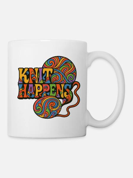 Knit Happens Psychedelische Geschichte - Tasse - Weiß