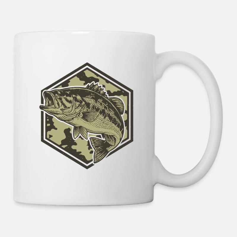 Bass in Camouflage Hexagon - Mug - white