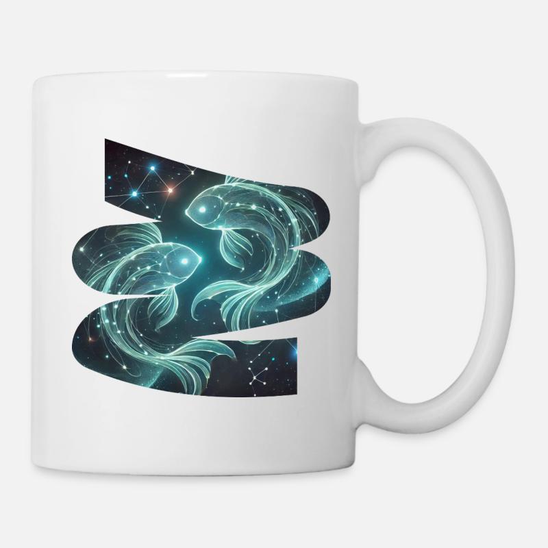 Fisch-T-Shirt, Sternenzeichen Konstellation - Tasse - Weiß