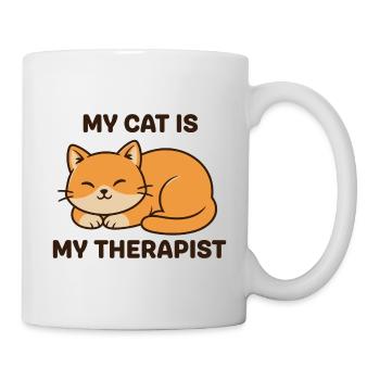 Meine Katze ist meine Therapeutin - Tasse - Weiß - Rechts