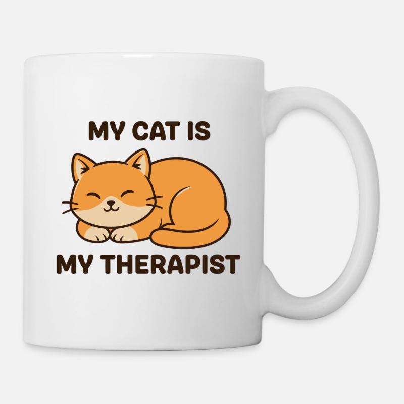 Mon chat est mon thérapeute - Mug blanc - blanc