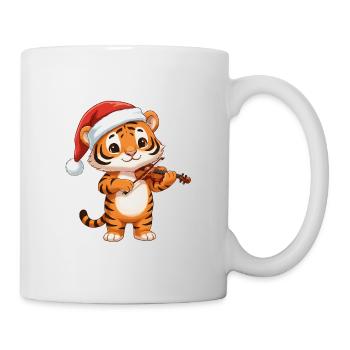 Weihnachts-Tigerkatze spielt Geigenkunst - Tasse - Weiß - Rechts